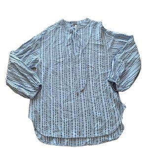 Free people womens Sz XS blue wide sleeve striped oversized tunic top